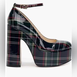 Jessica Simpson Macee green red plaid‎ patent Platform Pump heels size 11 new